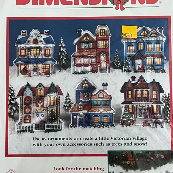 NWT Dimensions Victorian House Counted Cross Stitch Ornaments (Set of 6) - Picture 6 of 10
